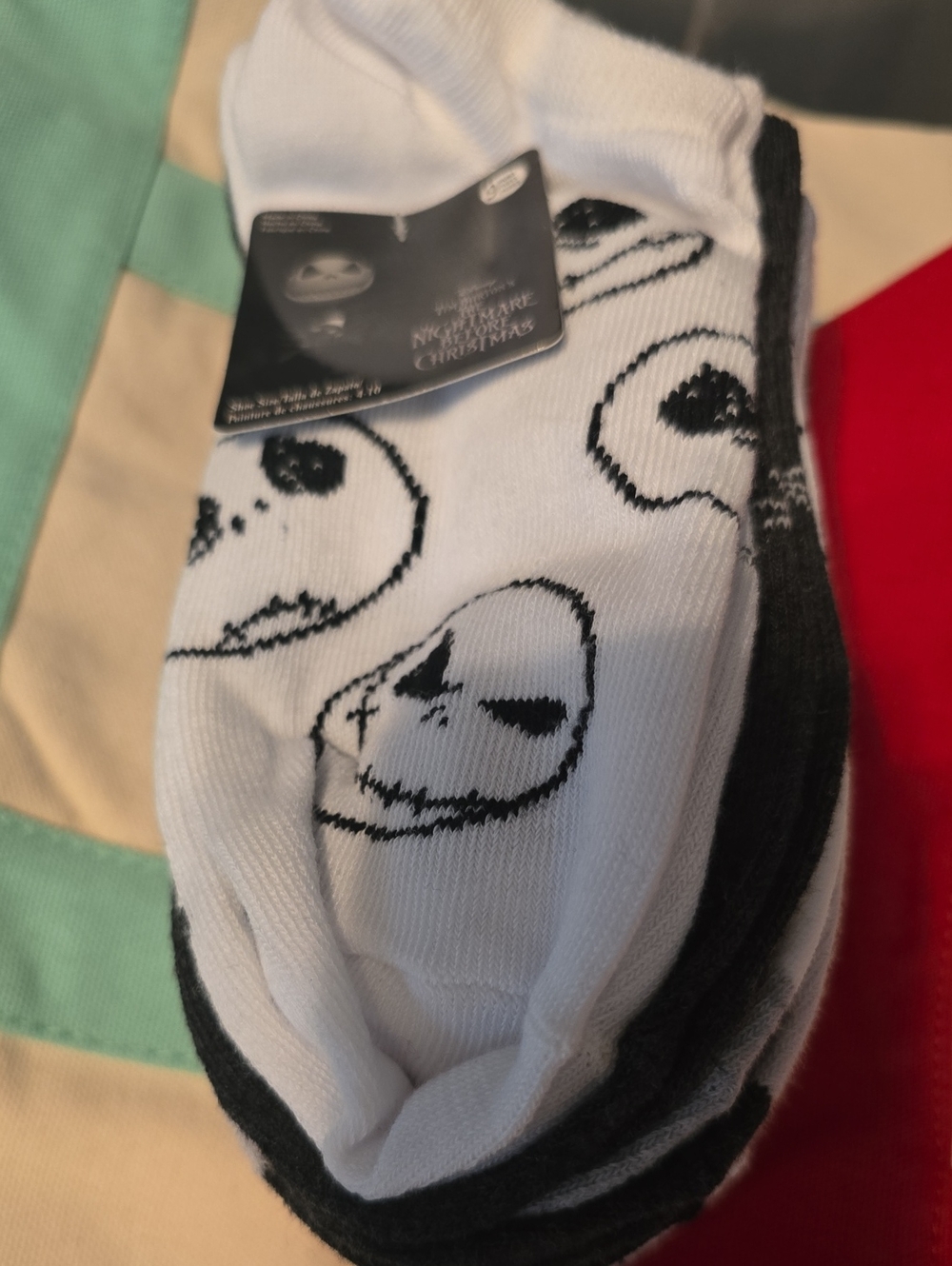 Nightmare Before Chtistmas No Show Socks - White & Black
